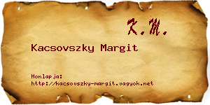 Kacsovszky Margit névjegykártya