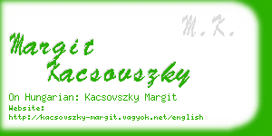 margit kacsovszky business card